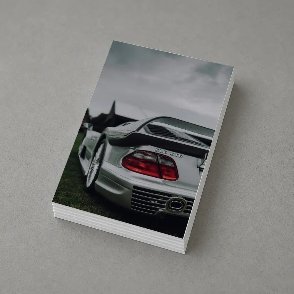 Mercedes CLK GTR Silver Rear Overcast Sky – Postcards