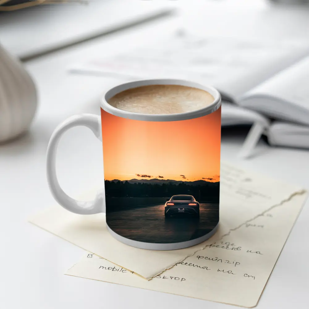 Mercedes AMG GT Rear Sunset Track Shot – Mugs