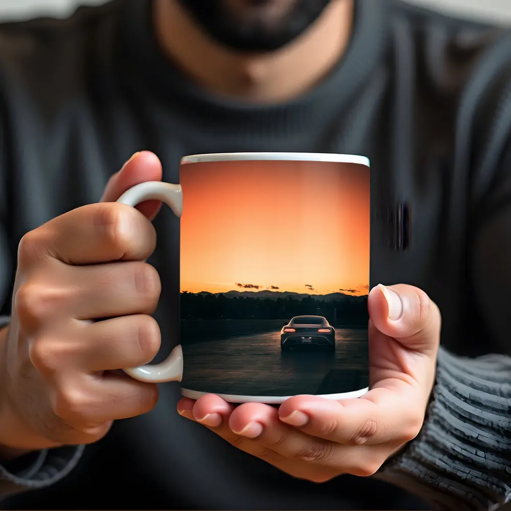 Mercedes AMG GT Rear Sunset Track Shot – Mugs