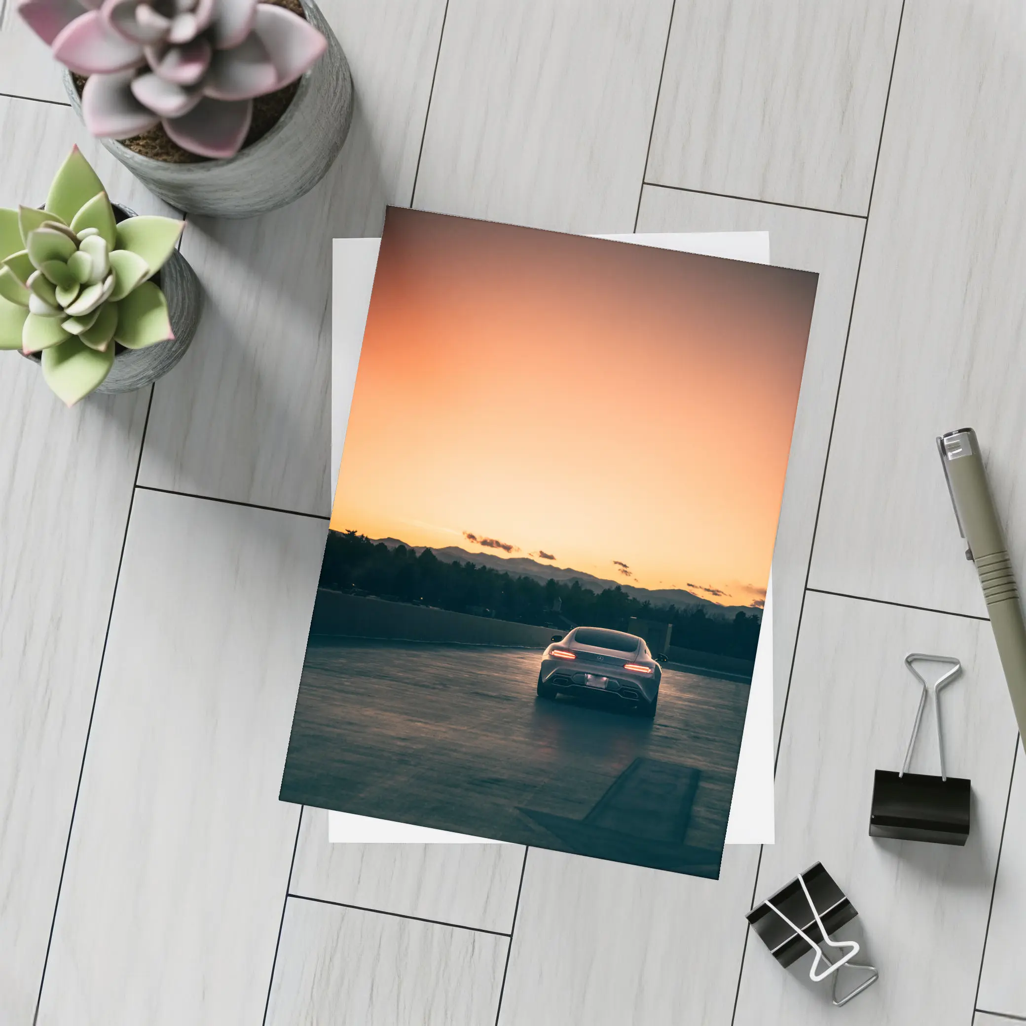 Mercedes AMG GT Rear Sunset Track Shot – Postcards