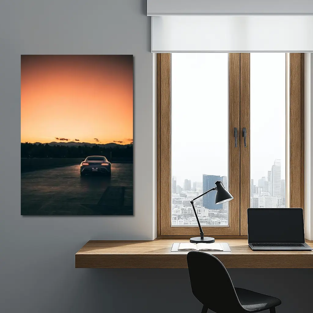 Mercedes AMG GT Rear Sunset Track Shot – Wall Art
