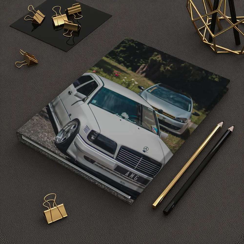Mercedes AMG Slammed White Sedan Outdoors – Notebooks