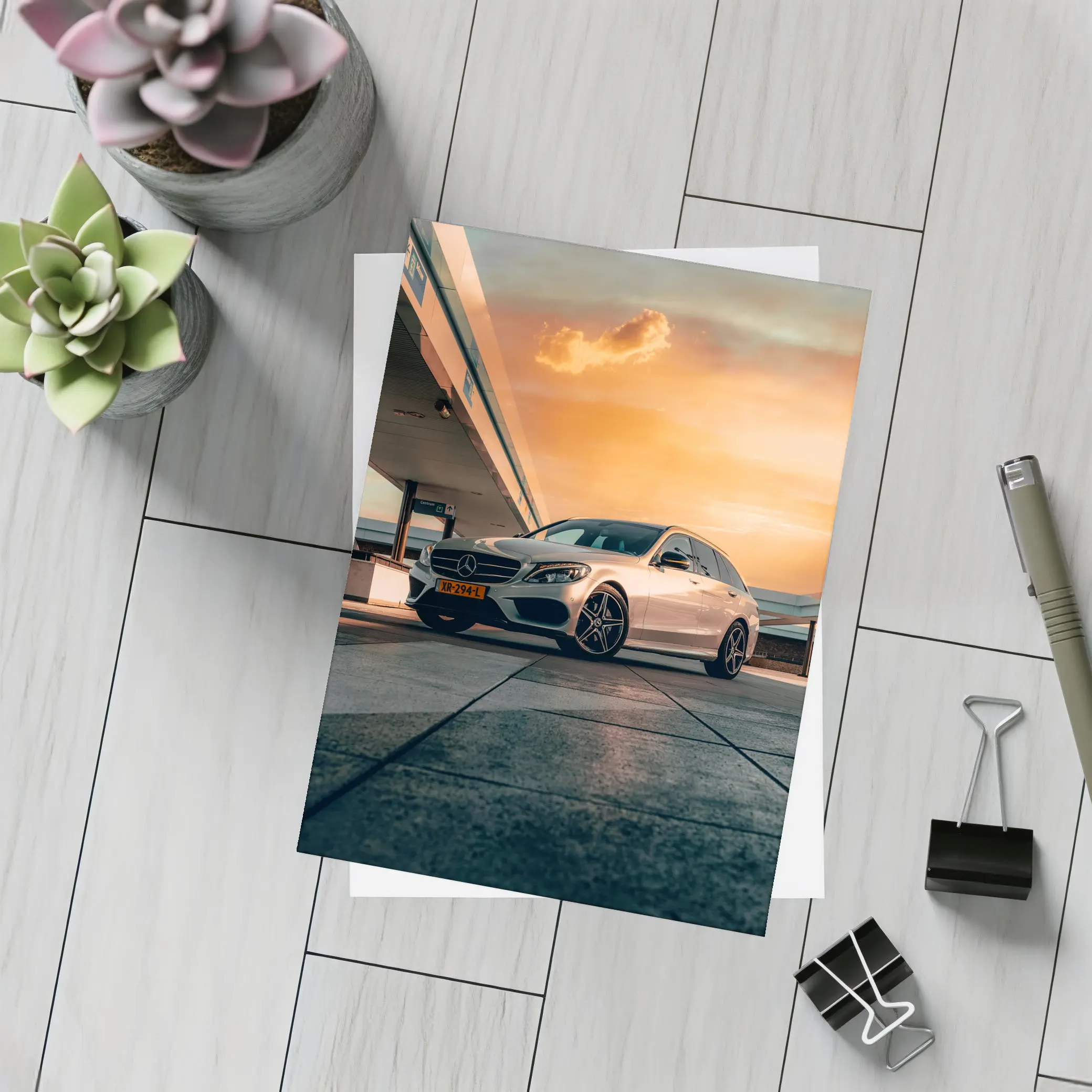 Mercedes C Class Estate Sunset Sky – Postcards
