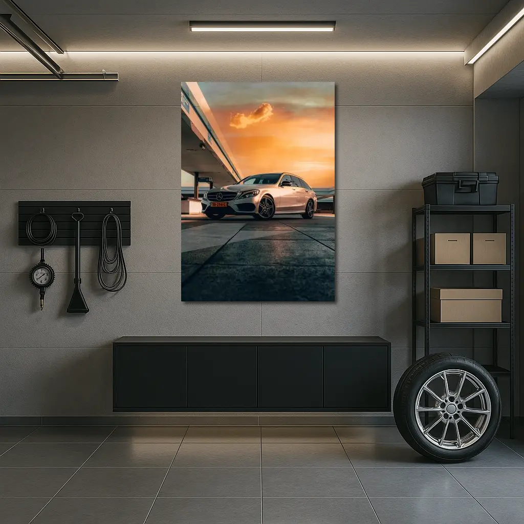 Mercedes C Class Estate Sunset Sky – Wall Art