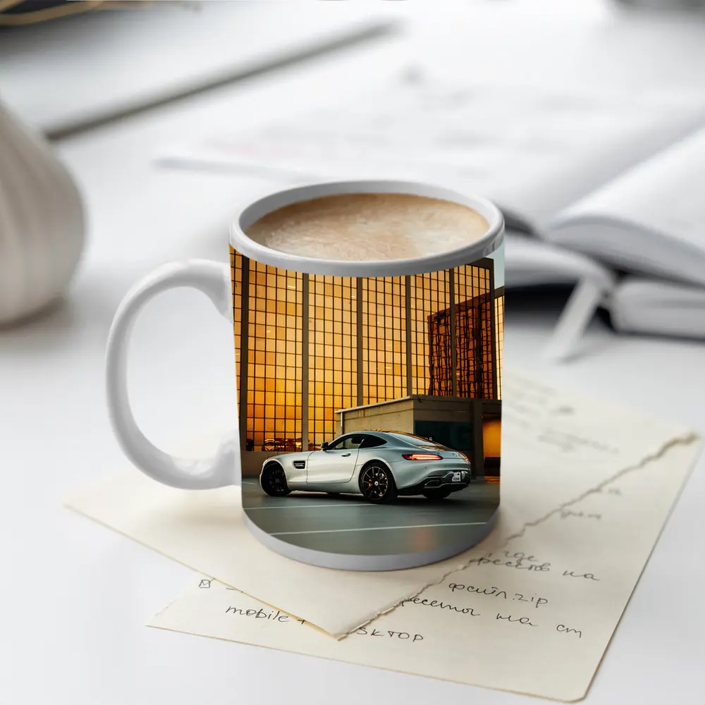 Mercedes AMG GT Silver Urban Parking Lot – Mugs