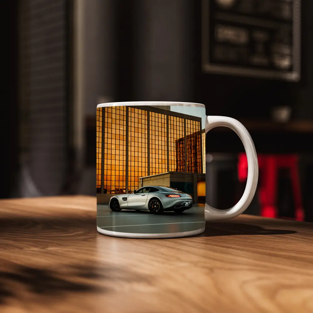 Mercedes AMG GT Silver Urban Parking Lot – Mugs