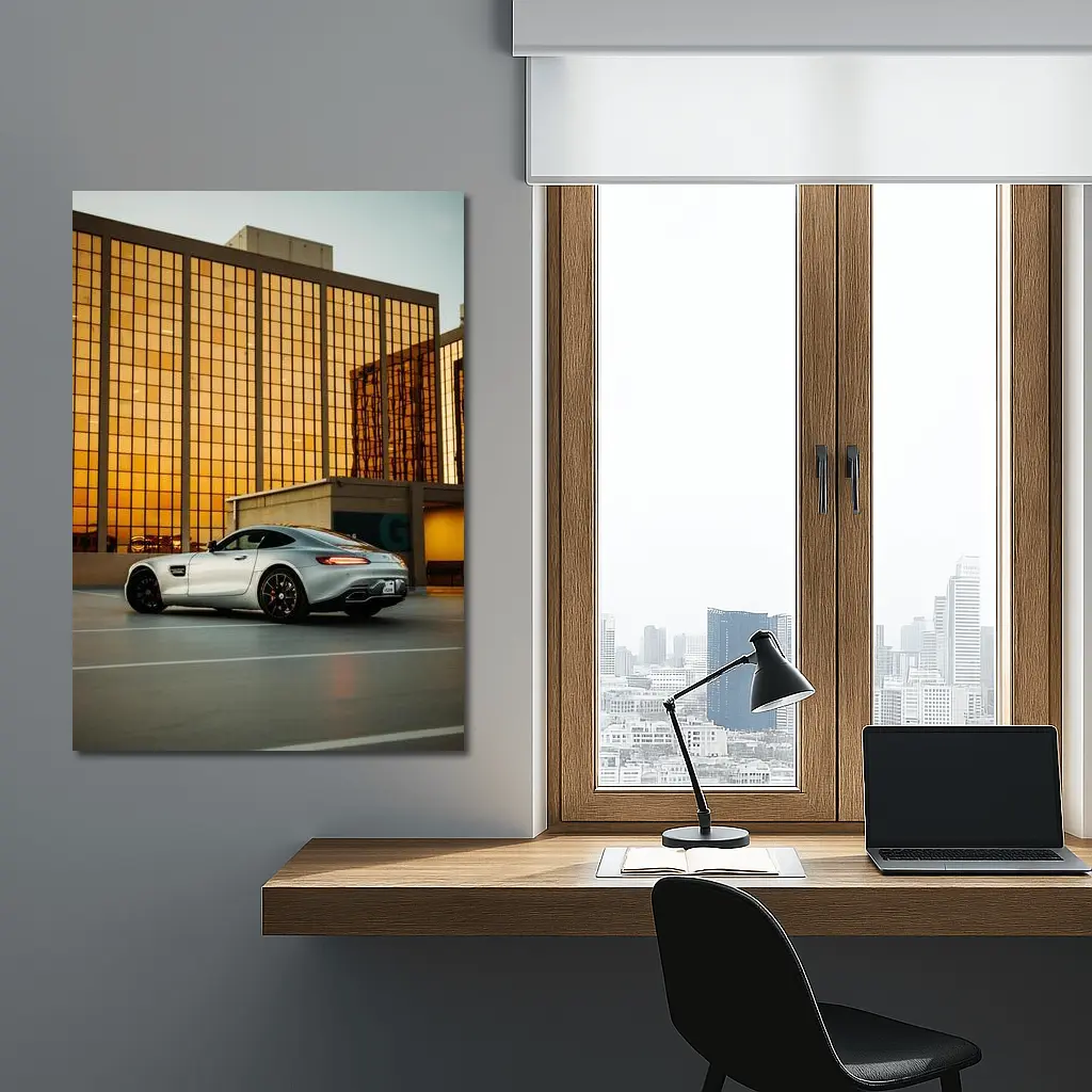 Mercedes AMG GT Silver Urban Parking Lot – Wall Art