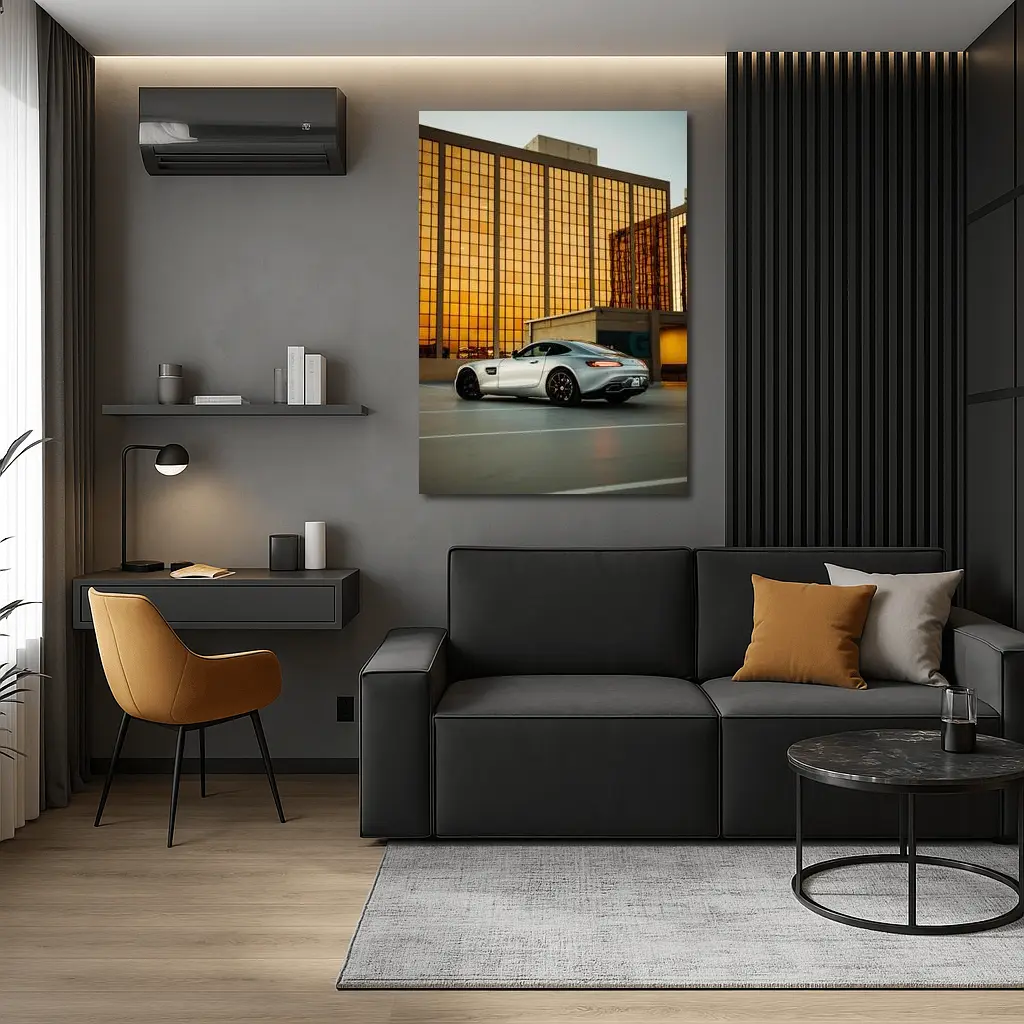 Mercedes AMG GT Silver Urban Parking Lot – Wall Art