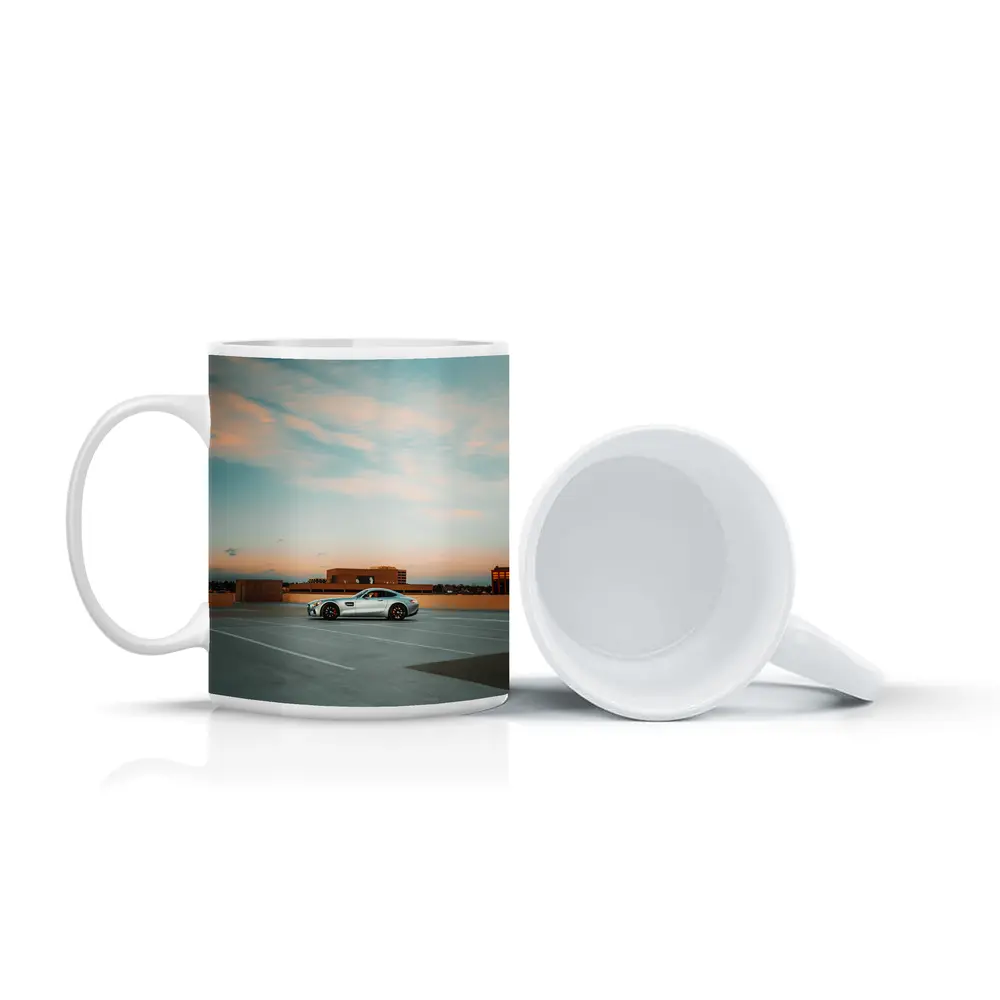 Mercedes AMG GT Silver Rooftop Parking Sunset – Mugs