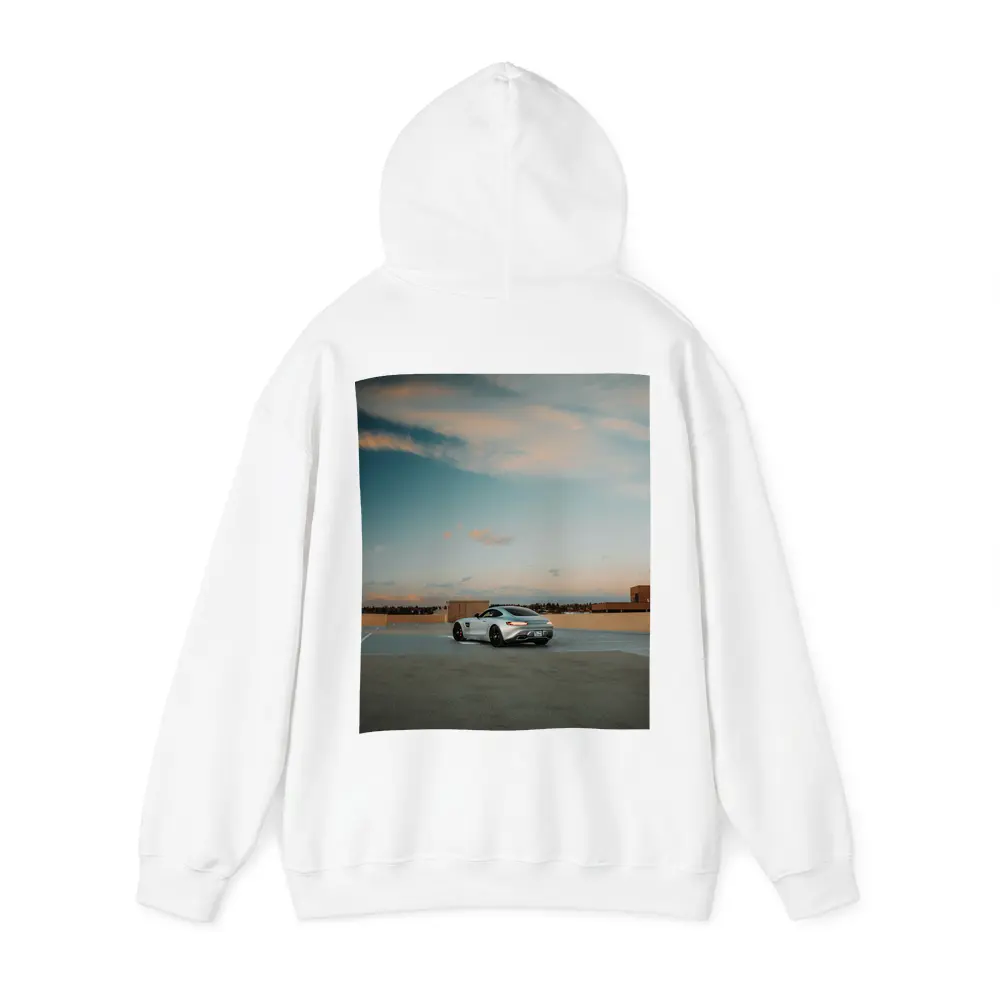 Mercedes AMG GT Silver Rooftop Sunset Sky – Hoodies