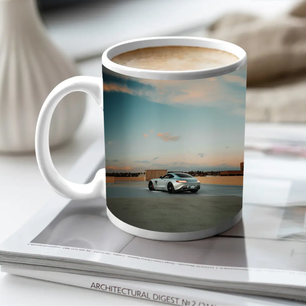 Mercedes AMG GT Silver Rooftop Sunset Sky – Mugs