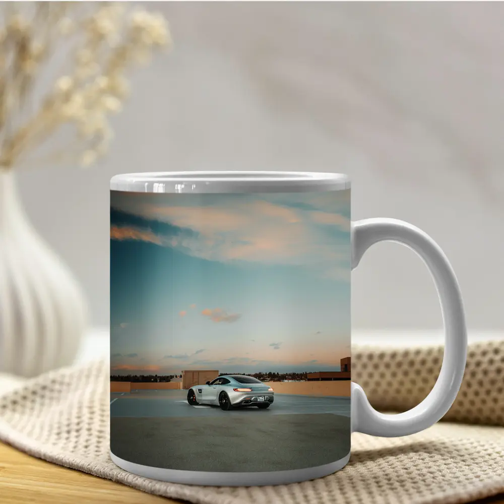 Mercedes AMG GT Silver Rooftop Sunset Sky – Mugs