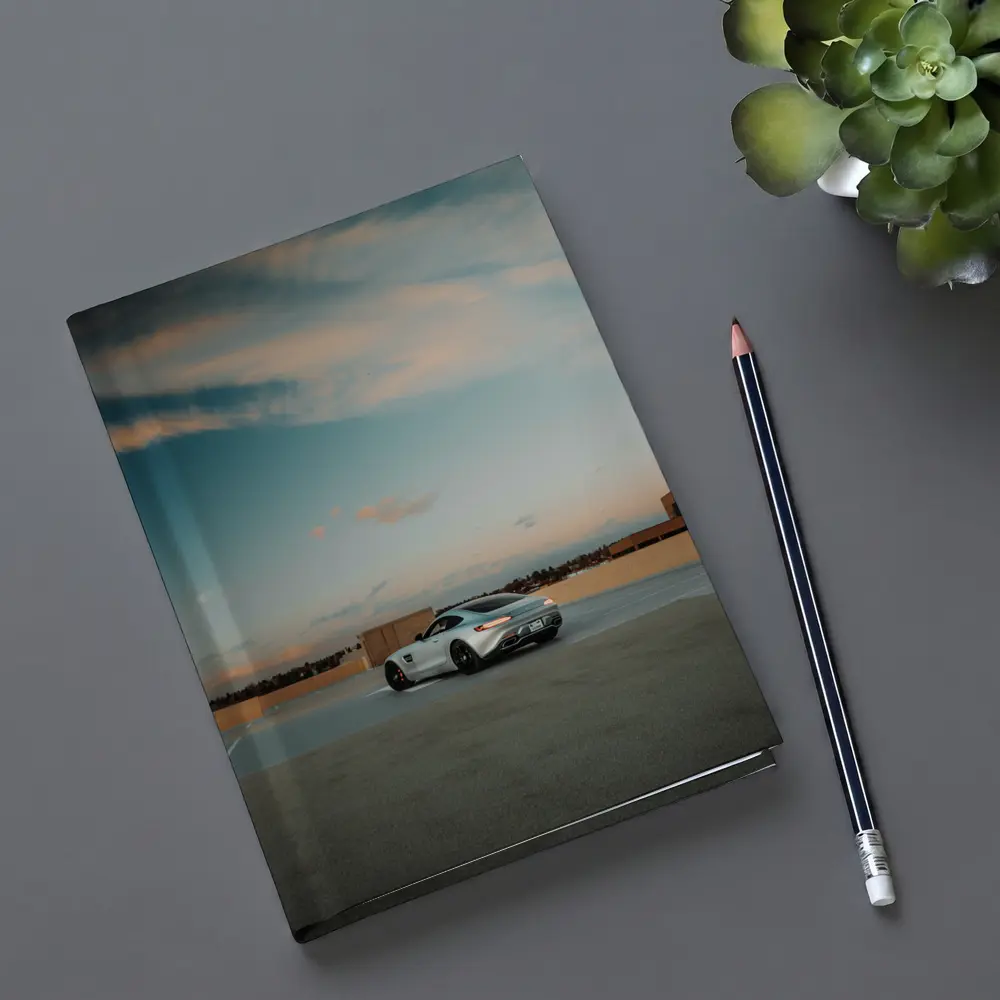 Mercedes AMG GT Silver Rooftop Sunset Sky – Notebooks