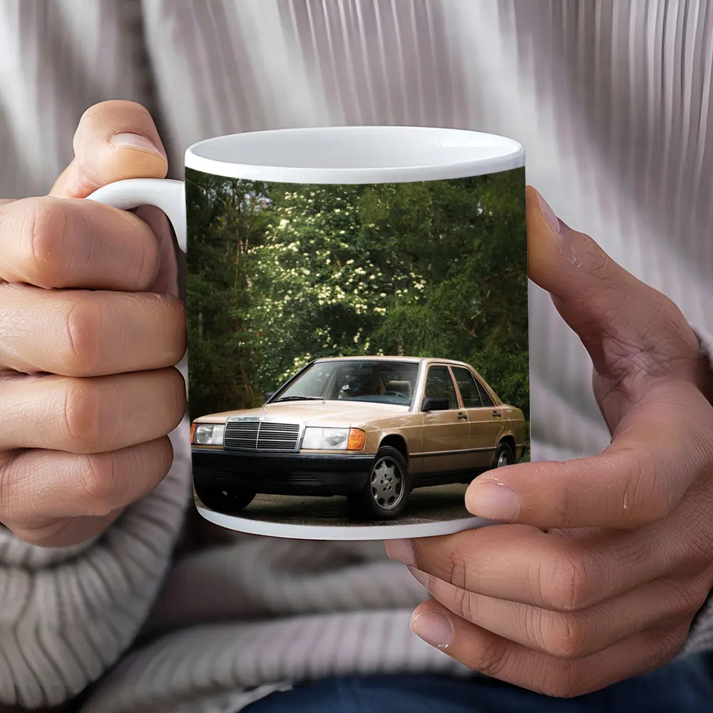 Mercedes 190E Classic Sedan Lush Green Background – Mugs