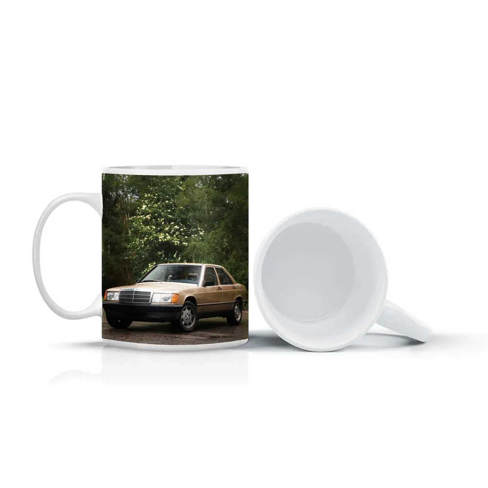 Mercedes 190E Classic Sedan Lush Green Background – Mugs