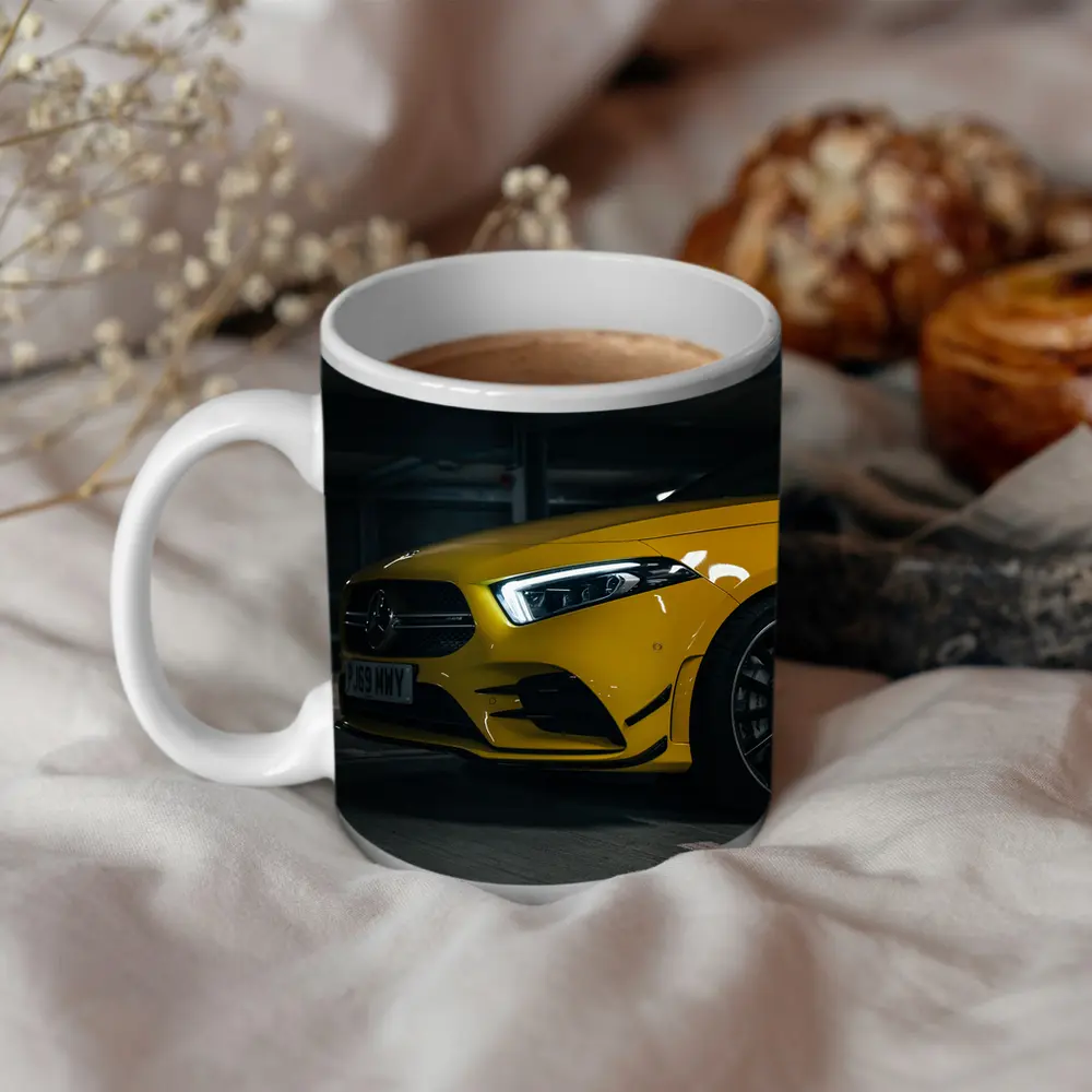 Mercedes AMG Yellow Front Parking Garage – Mugs