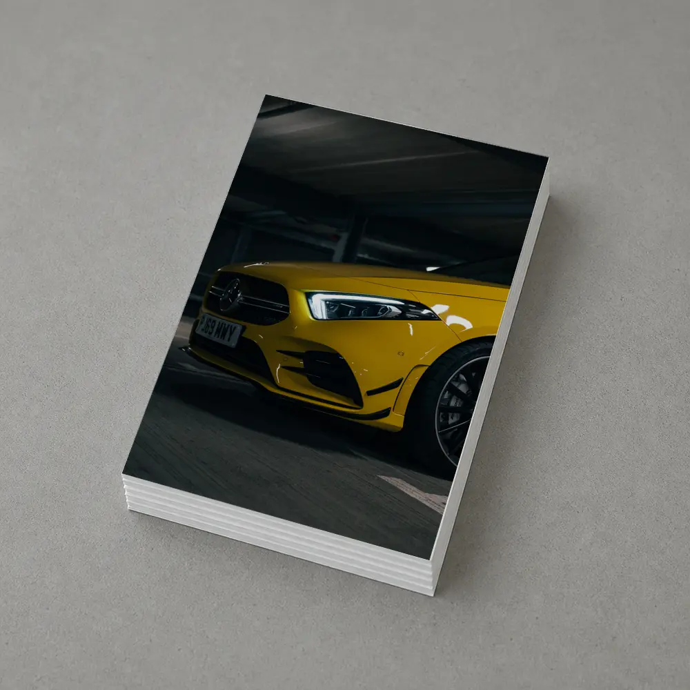 Mercedes AMG Yellow Front Parking Garage – Postcards