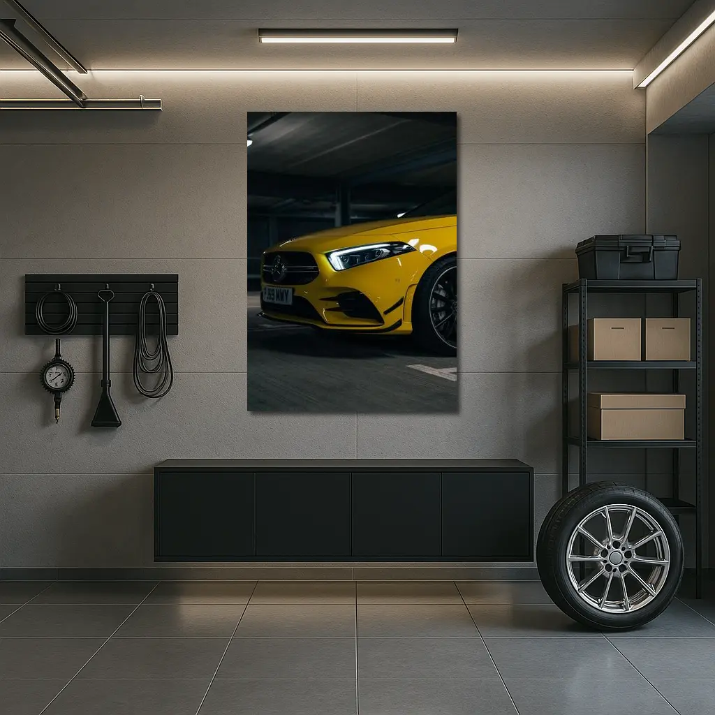 Mercedes AMG Yellow Front Parking Garage – Wall Art