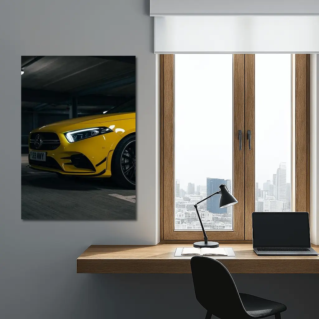 Mercedes AMG Yellow Front Parking Garage – Wall Art