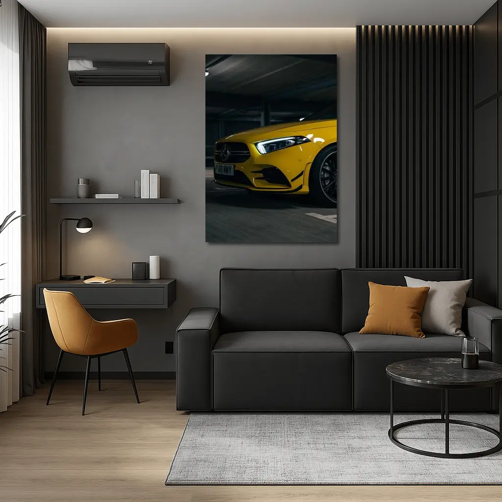Mercedes AMG Yellow Front Parking Garage – Wall Art