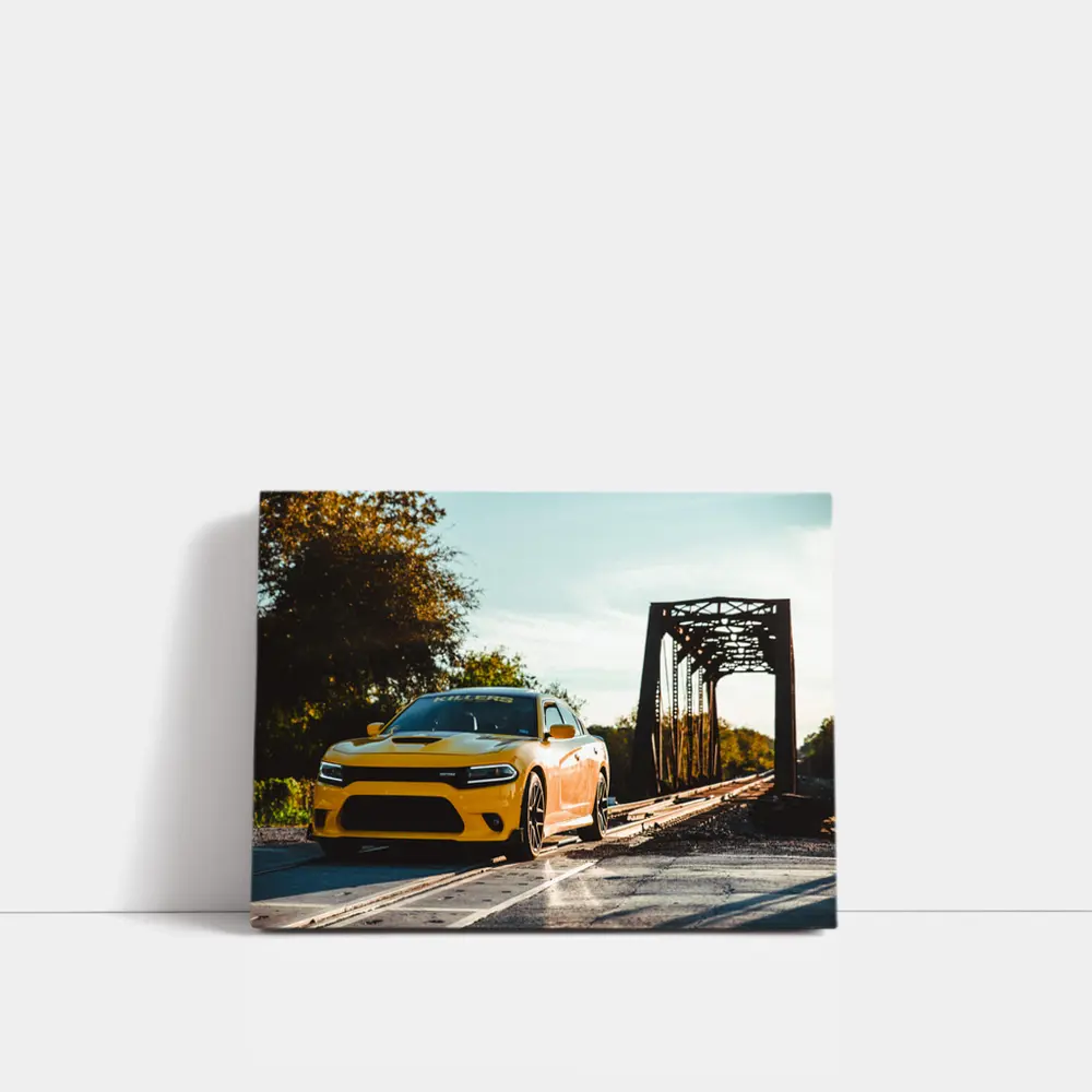 Dodge Charger Yellow Muscle Car Bridge – Wall Art