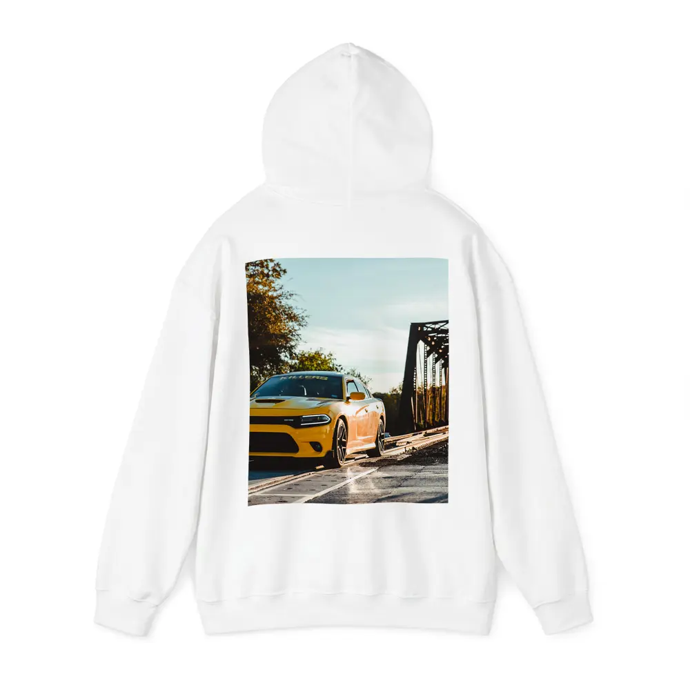 Dodge Charger Yellow Muscle Car Bridge – Hoodies