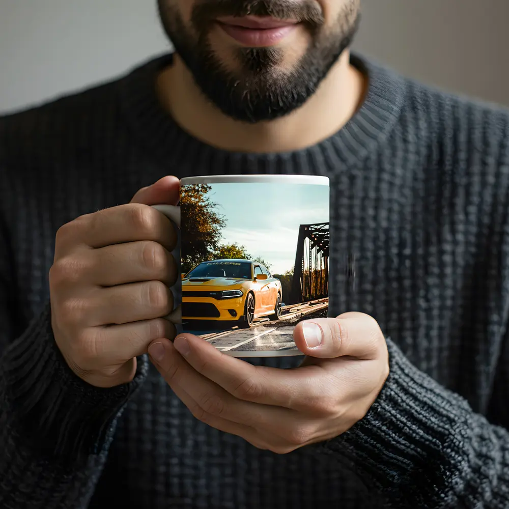 Dodge Charger Yellow Muscle Car Bridge – Mugs