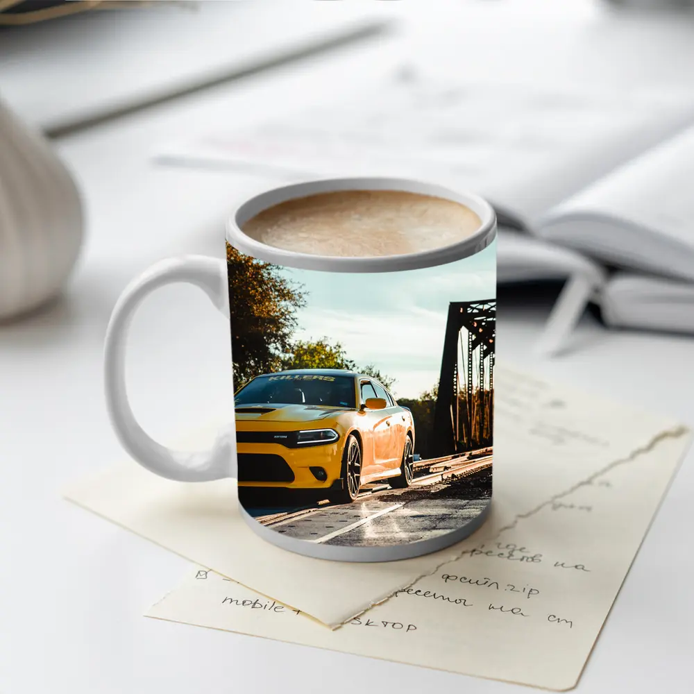 Dodge Charger Yellow Muscle Car Bridge – Mugs