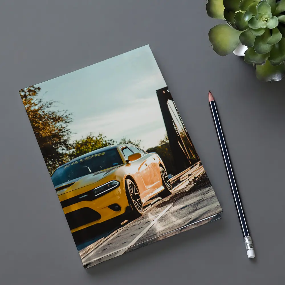Dodge Charger Yellow Muscle Car Bridge – Notebooks