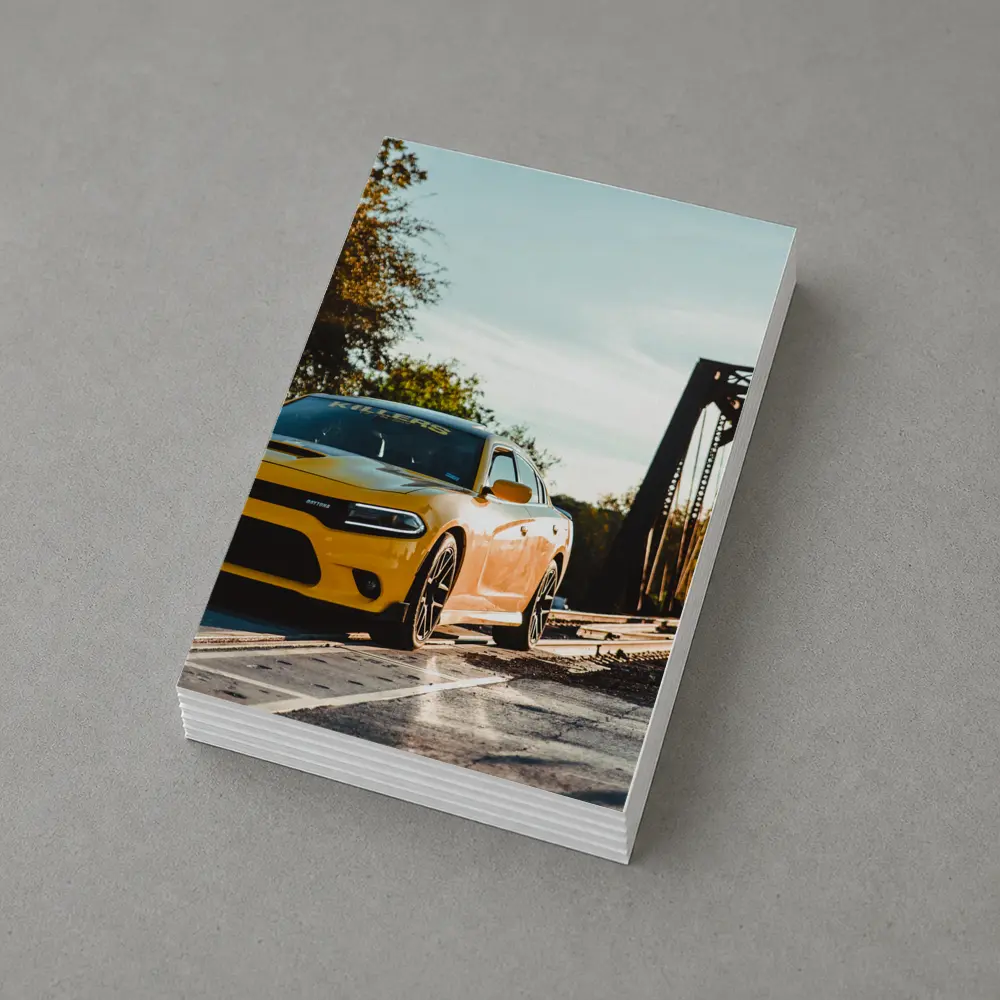 Dodge Charger Yellow Muscle Car Bridge – Postcards