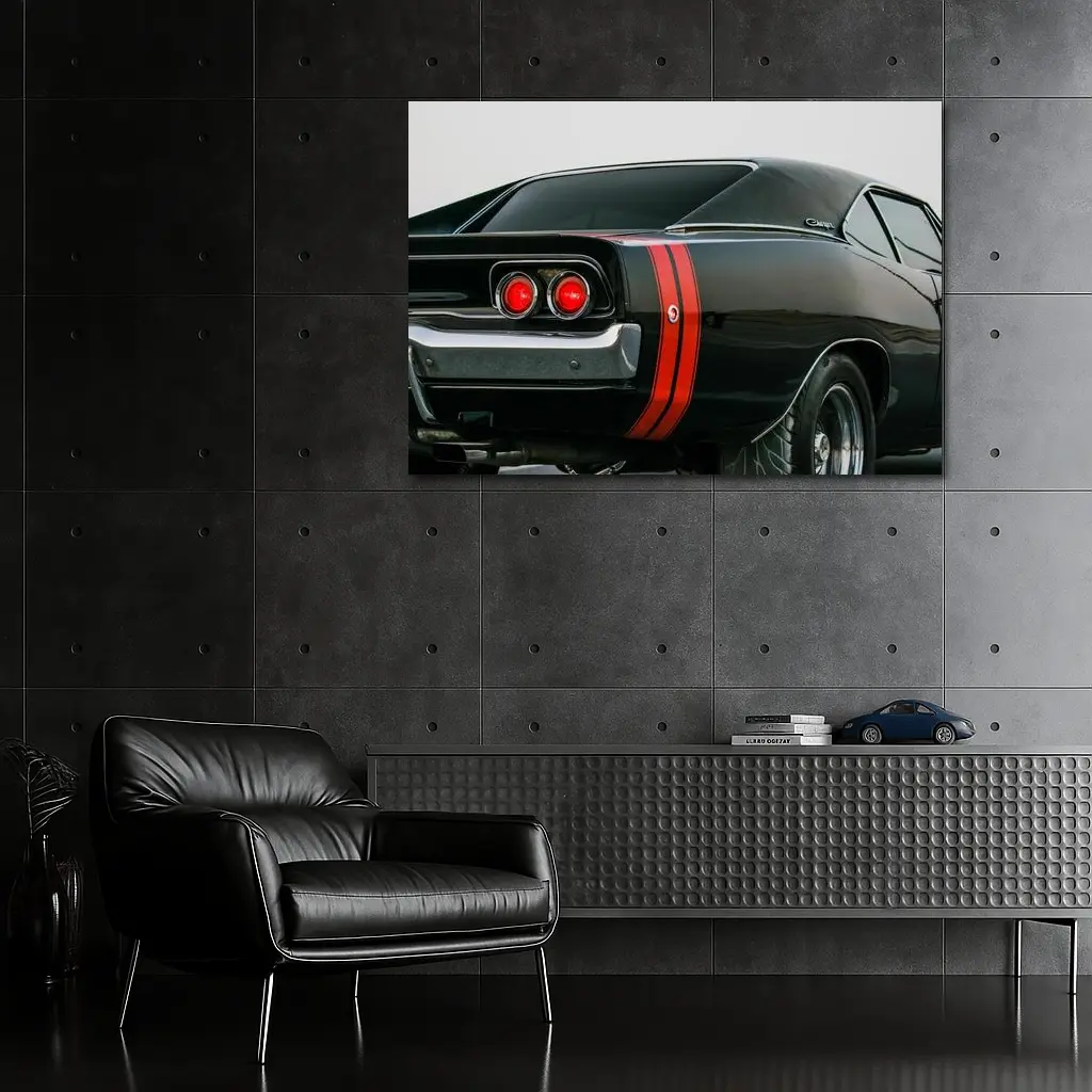 Dodge Charger Classic Black Muscle Car – Wall Art
