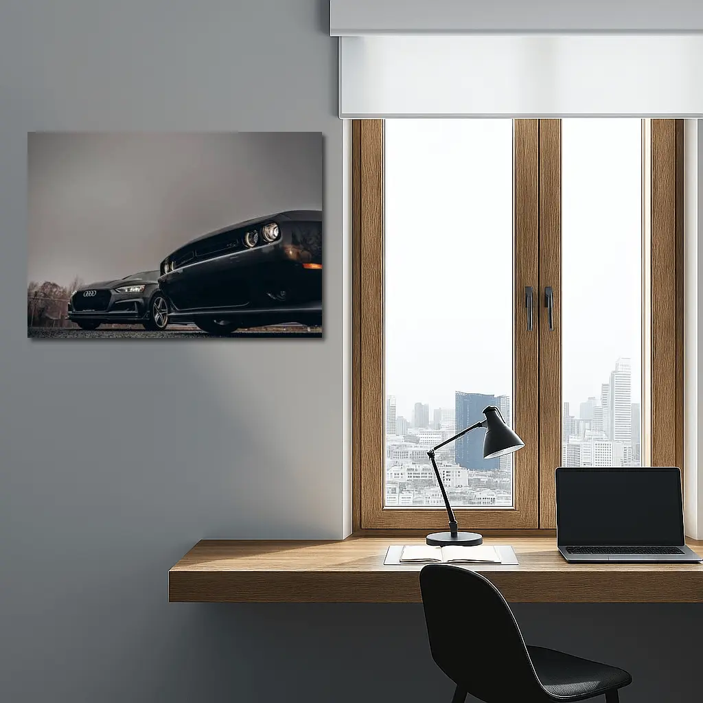 Audi RS5 Dodge Challenger Dark Moody Sky – Wall Art