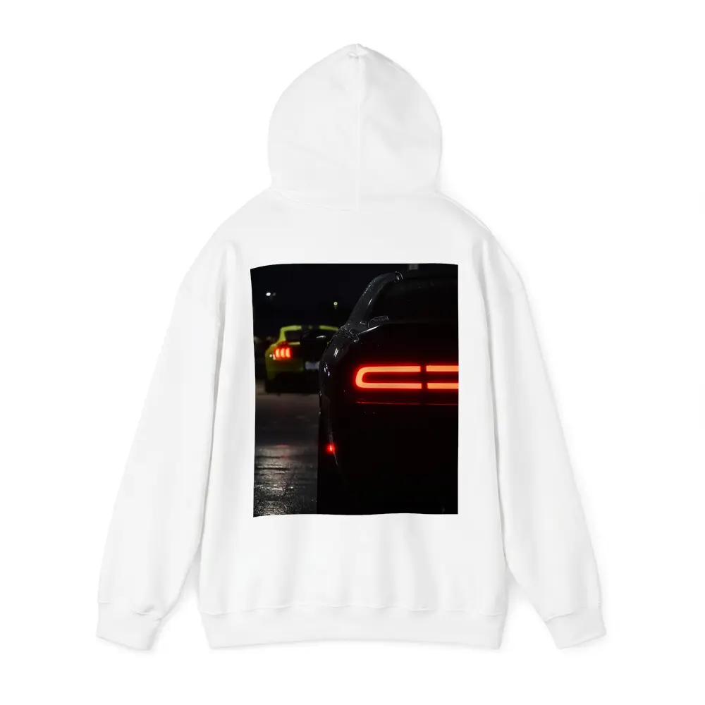 Dodge Challenger Tail Lights Night Parking Lot – Hoodies
