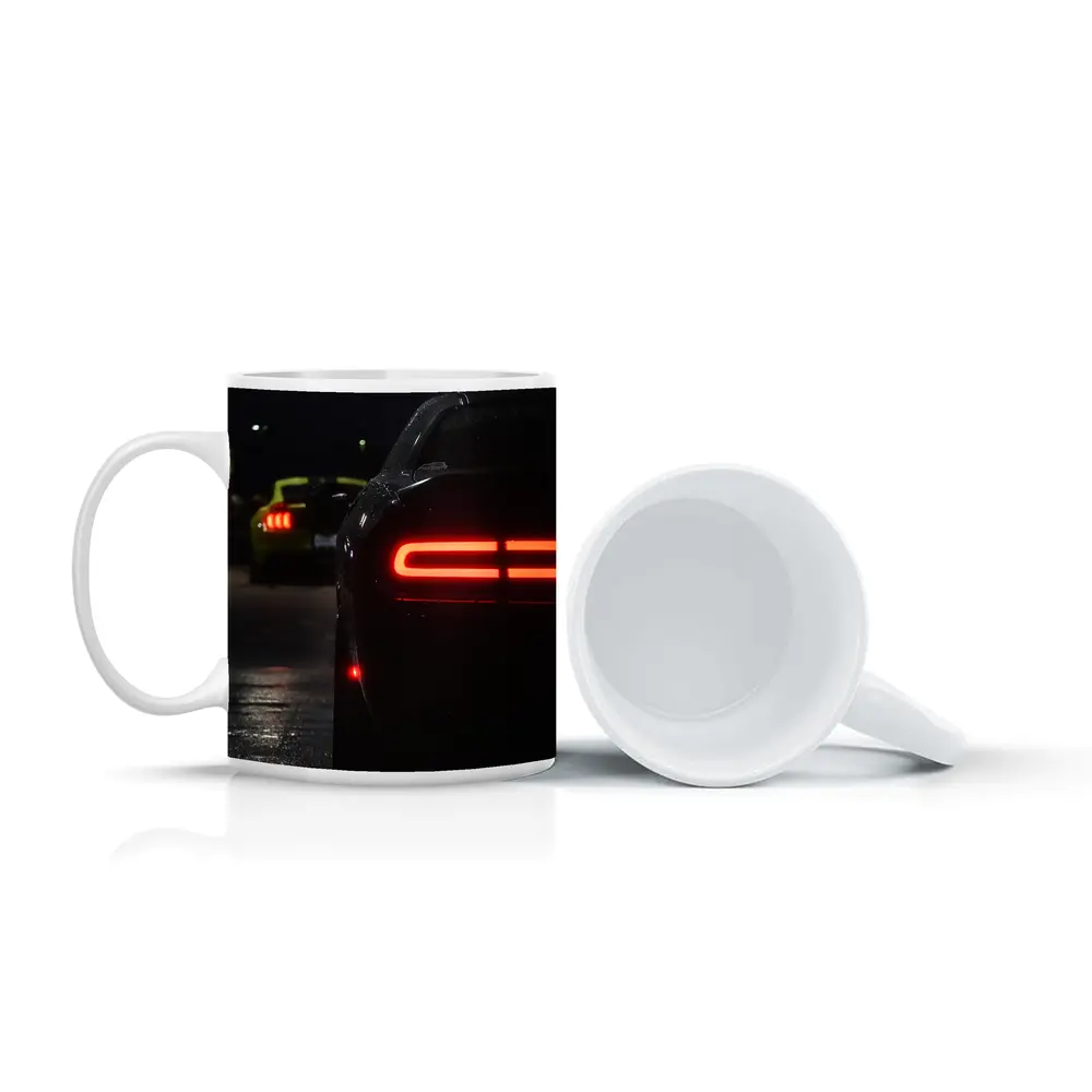 Dodge Challenger Tail Lights Night Parking Lot – Mugs