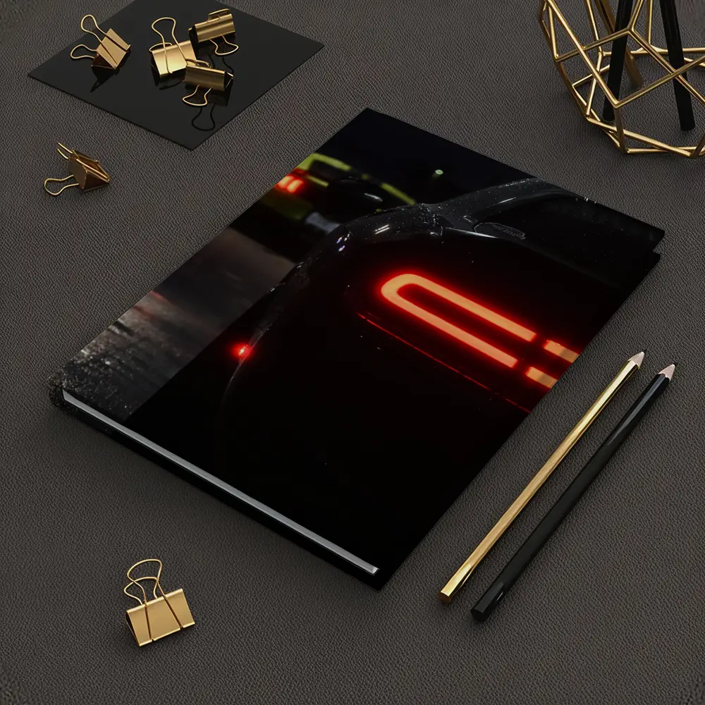 Dodge Challenger Tail Lights Night Parking Lot – Notebooks