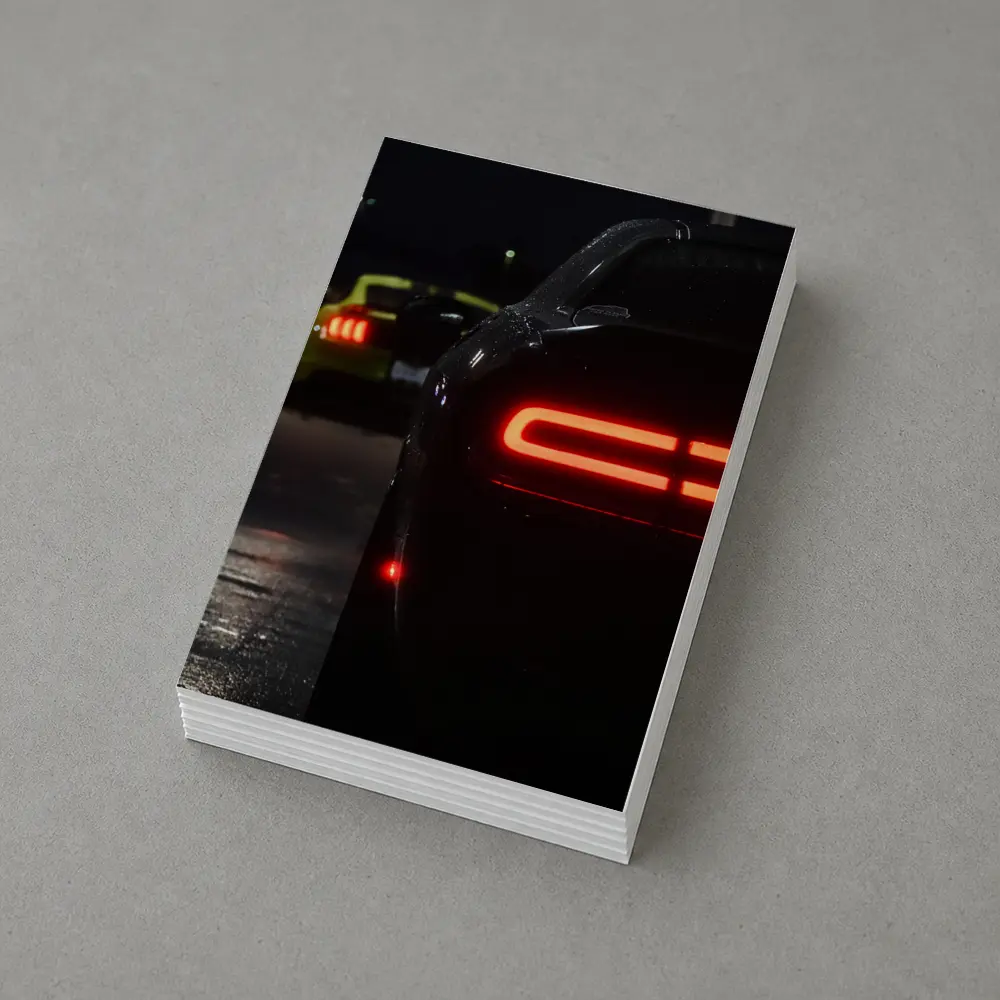 Dodge Challenger Tail Lights Night Parking Lot – Postcards