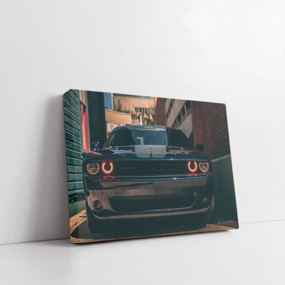 Dodge Challenger Dark Muscle Car Urban Street – Wall Art
