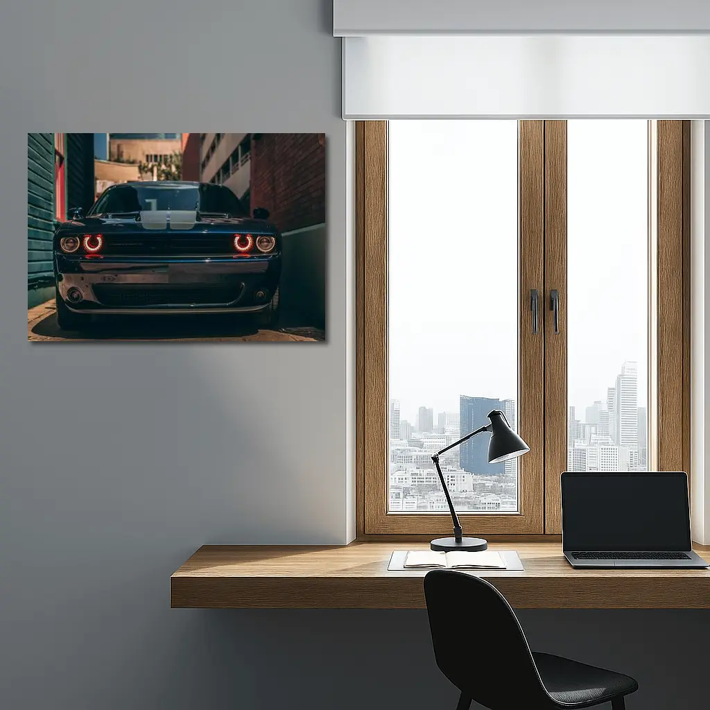 Dodge Challenger Dark Muscle Car Urban Street – Wall Art