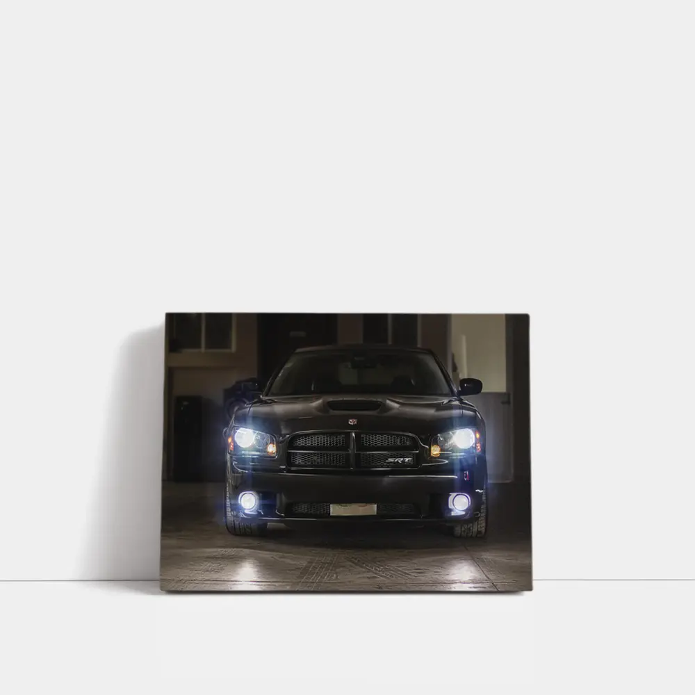Dodge Charger SRT Black Front View Night – Wall Art