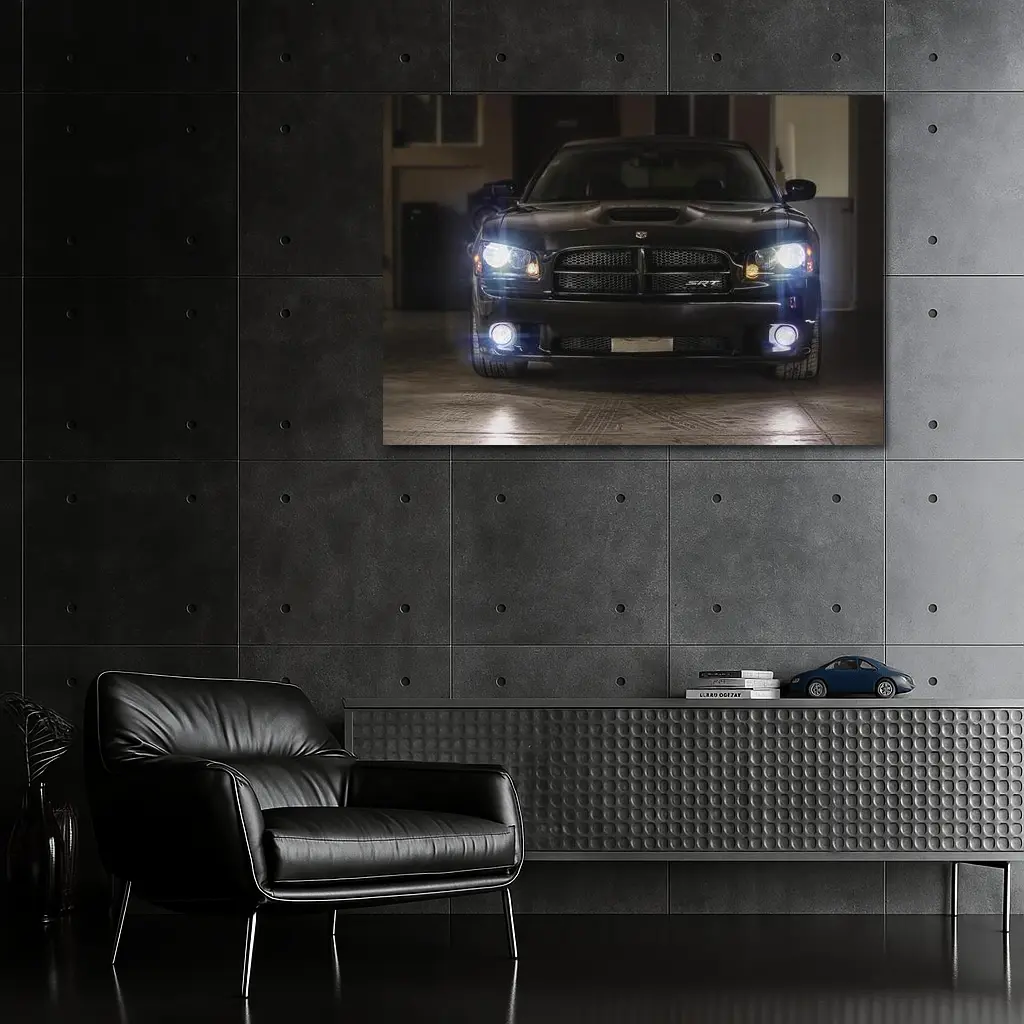 Dodge Charger SRT Black Front View Night – Wall Art
