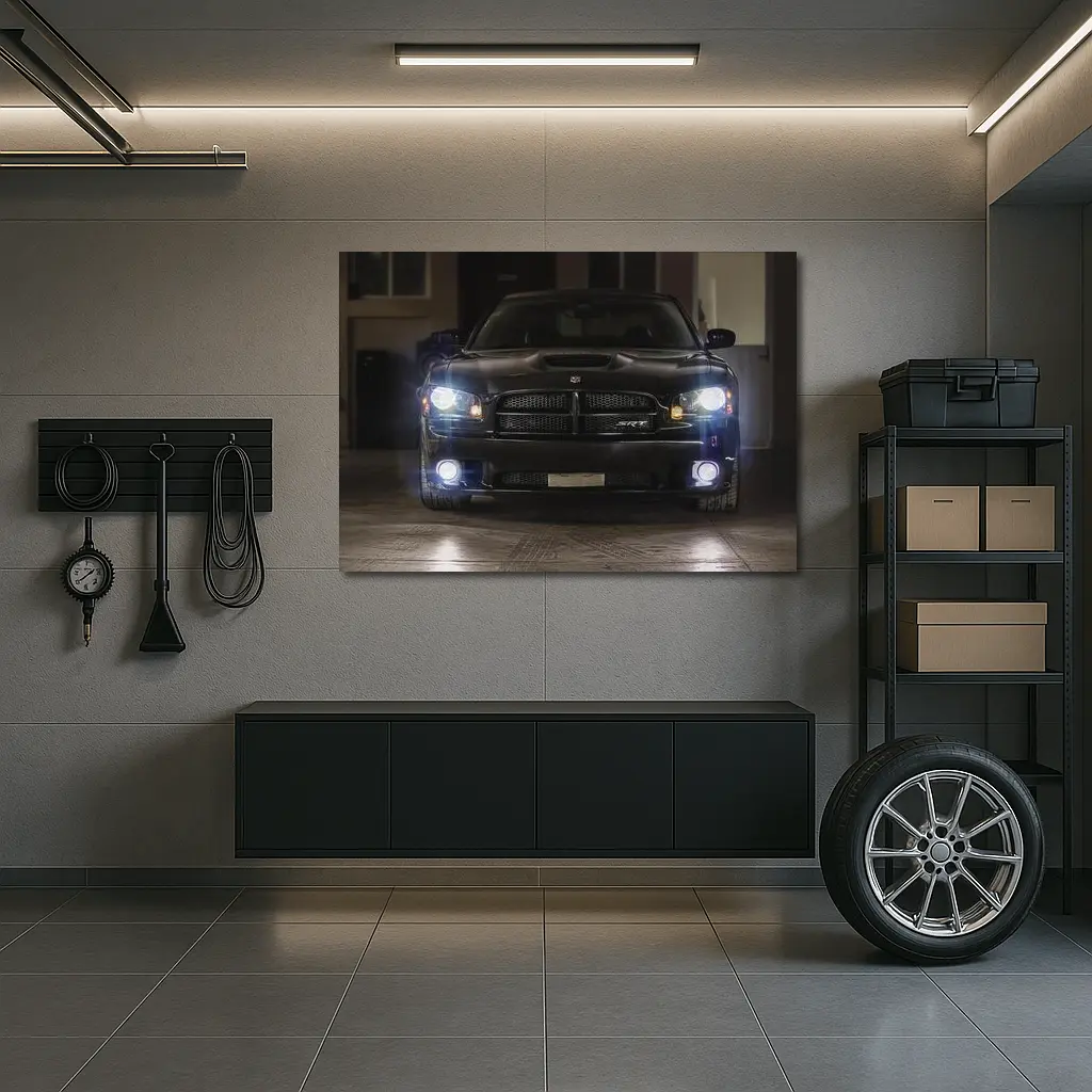 Dodge Charger SRT Black Front View Night – Wall Art
