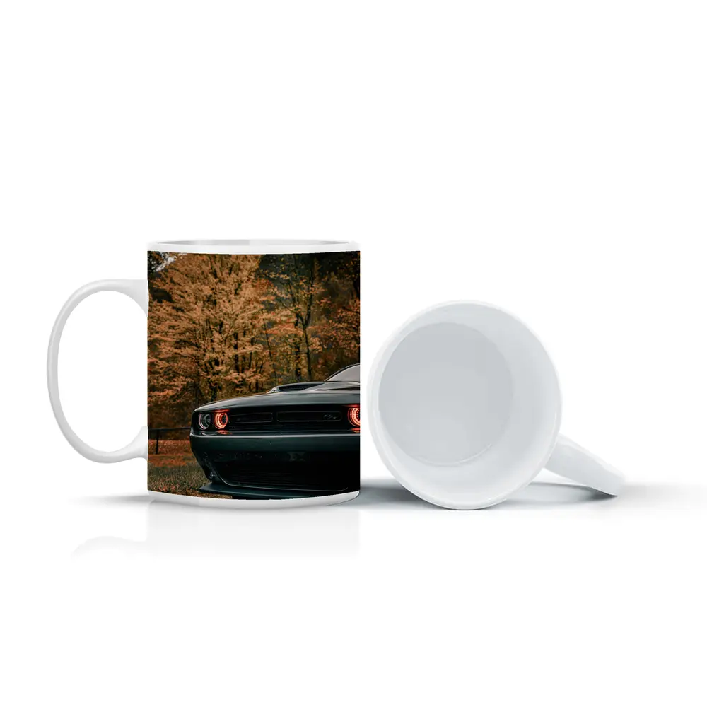 Dodge Challenger Dark Muscle Car Autumn Trees – Mugs
