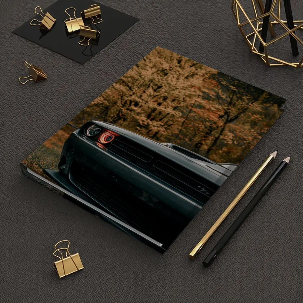 Dodge Challenger Dark Muscle Car Autumn Trees – Notebooks