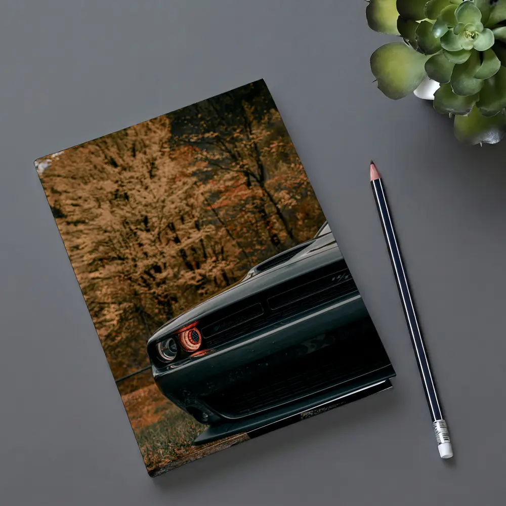 Dodge Challenger Dark Muscle Car Autumn Trees – Notebooks