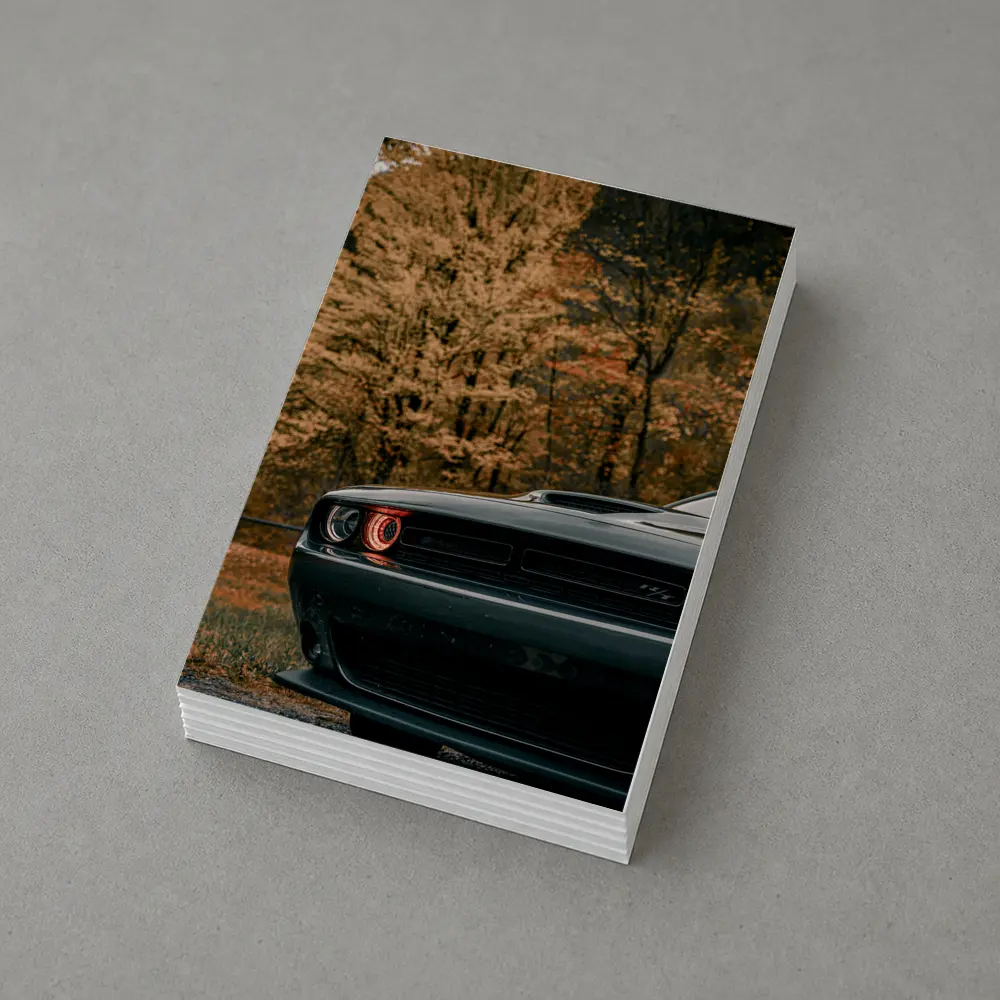 Dodge Challenger Dark Muscle Car Autumn Trees – Postcards