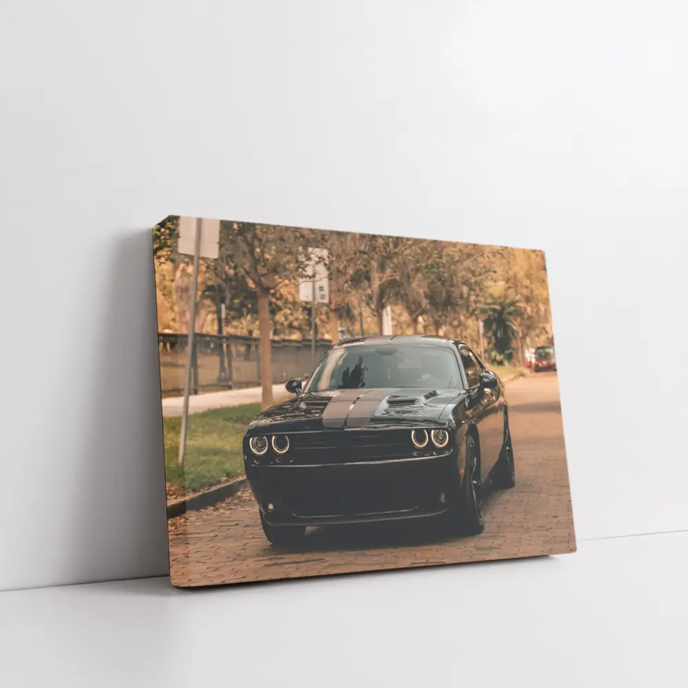 Dodge Challenger Black Muscle Car Street – Wall Art