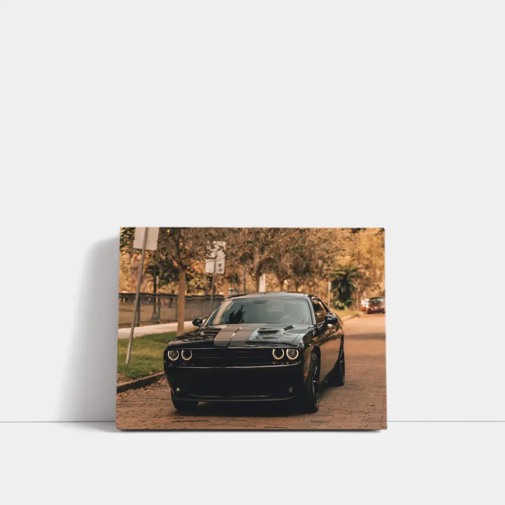 Dodge Challenger Black Muscle Car Street – Wall Art