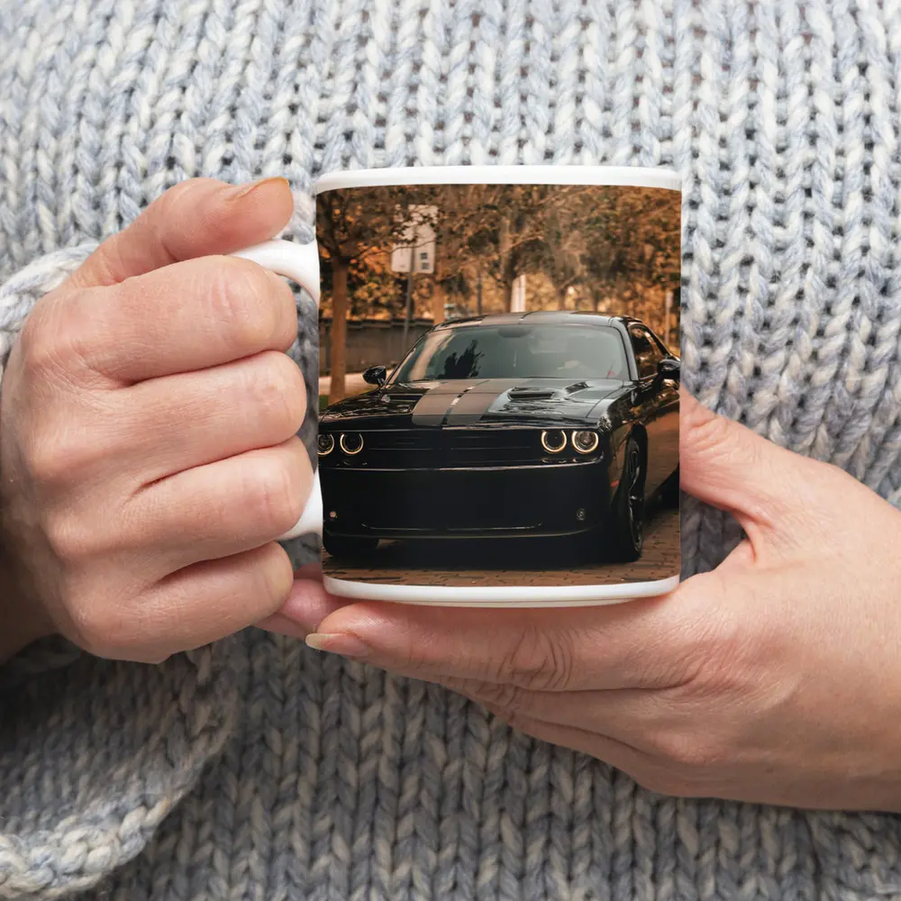 Dodge Challenger Black Muscle Car Street – Mugs