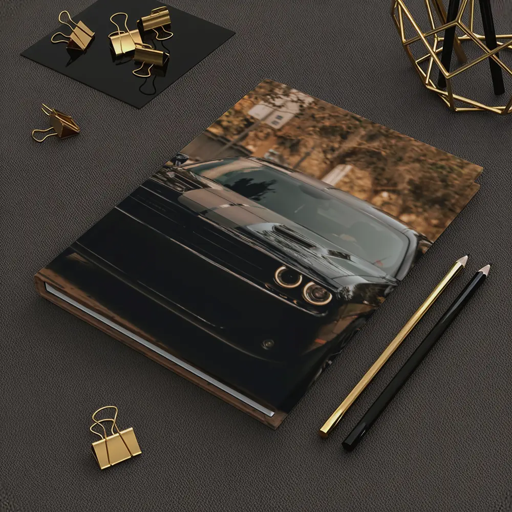 Dodge Challenger Black Muscle Car Street – Notebooks