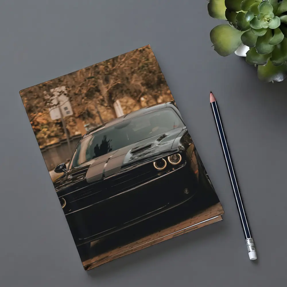 Dodge Challenger Black Muscle Car Street – Notebooks